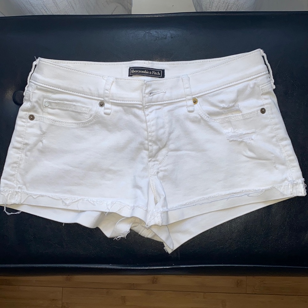 Abercrombie and Fitch White denim low rise shorts